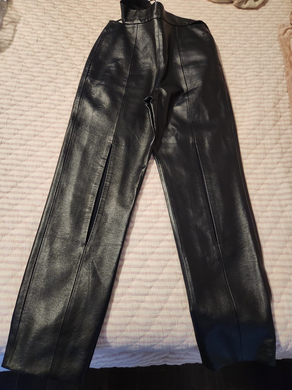 Women's Black  ECO-LEATHER Straight Pants